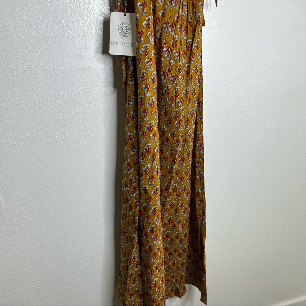 NWT Ex - Voto 100% Cotton Block Print Bohemian Iris Sundress Maxi Flowy - Picture 6 of 15